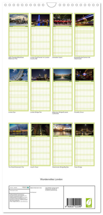 Wundervolles London (CALVENDO Familienplaner 2026)