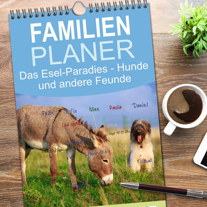 Das Esel-Paradies - Hunde und andere Feunde (CALVENDO Familienplaner 2026)