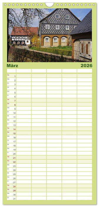 Oberlausitz - Land der Umgebindehäuser (CALVENDO Familienplaner 2026)