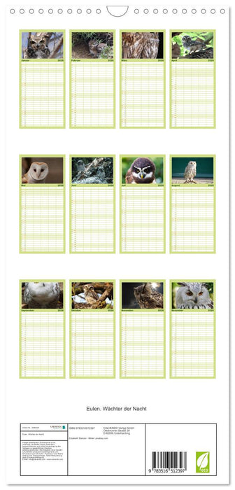 Eulen. Wächter der Nacht (CALVENDO Familienplaner 2026)