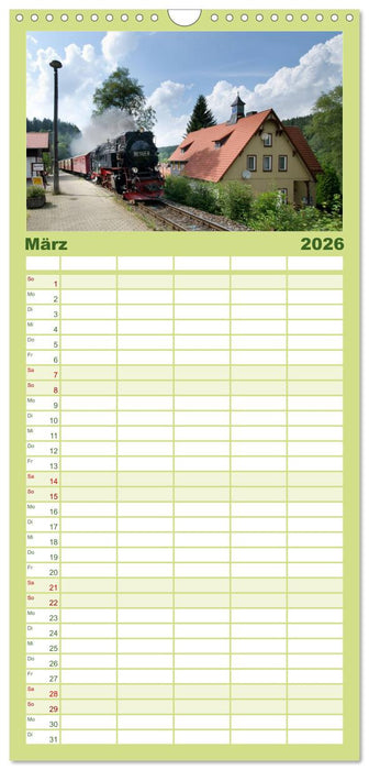 Schmalspurbahnen in Sachsen Anhalt (CALVENDO Familienplaner 2026)