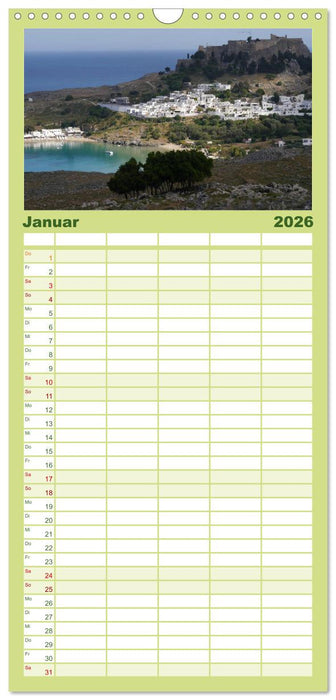 Trauminsel Rhodos (CALVENDO Familienplaner 2026)