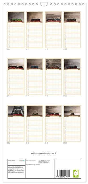 Dampflokomotiven in Spur N (CALVENDO Familienplaner 2026)