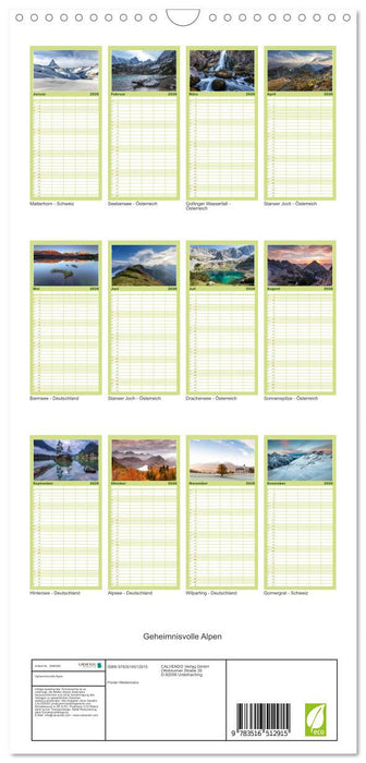 Geheimnisvolle Alpen (CALVENDO Familienplaner 2026)