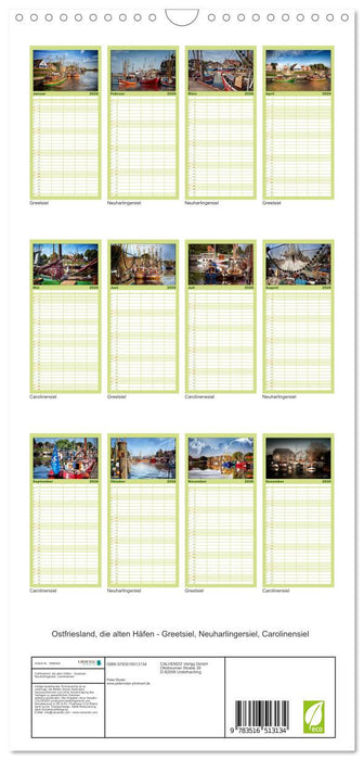 Ostfriesland, die alten Häfen - Greetsiel, Neuharlingersiel, Carolinensiel (CALVENDO Familienplaner 2026)