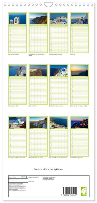 Santorin - Perle der Kykladen (CALVENDO Familienplaner 2026)