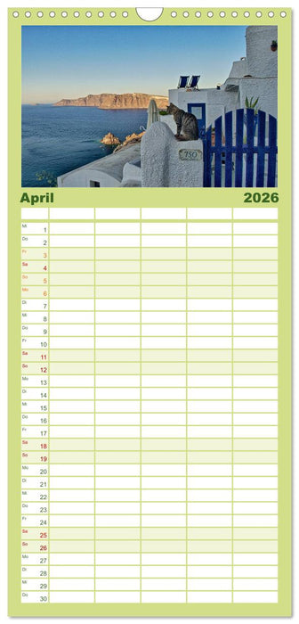 Santorin - Perle der Kykladen (CALVENDO Familienplaner 2026)