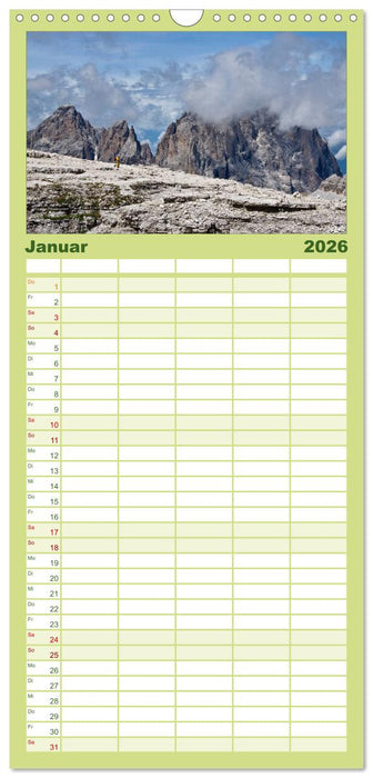 Die Dolomiten – Wanderparadies in Südtirol (CALVENDO Familienplaner 2026)