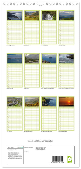 Irlands vielfältige Landschaften (CALVENDO Familienplaner 2026)