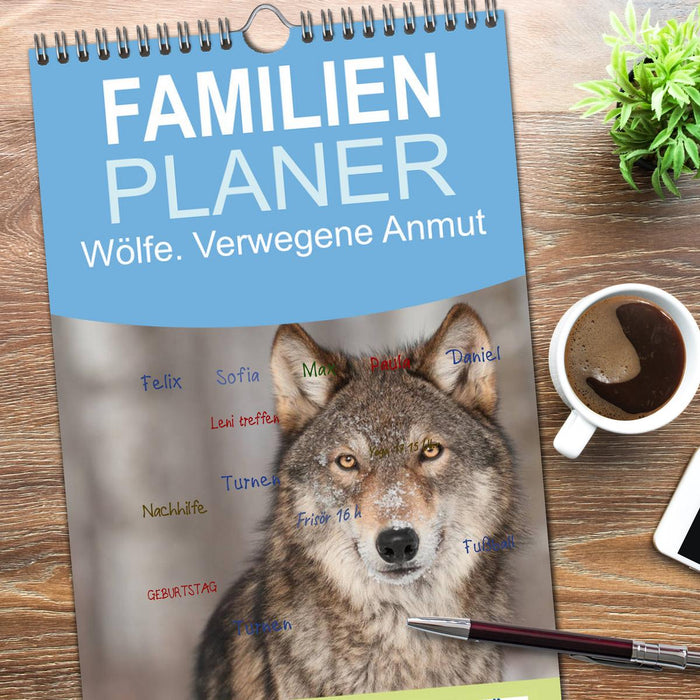 Wölfe. Verwegene Anmut (CALVENDO Familienplaner 2026)