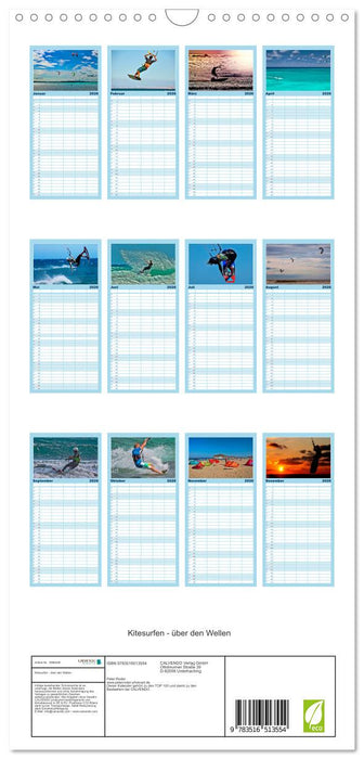 Kitesurfen - über den Wellen (CALVENDO Familienplaner 2026)
