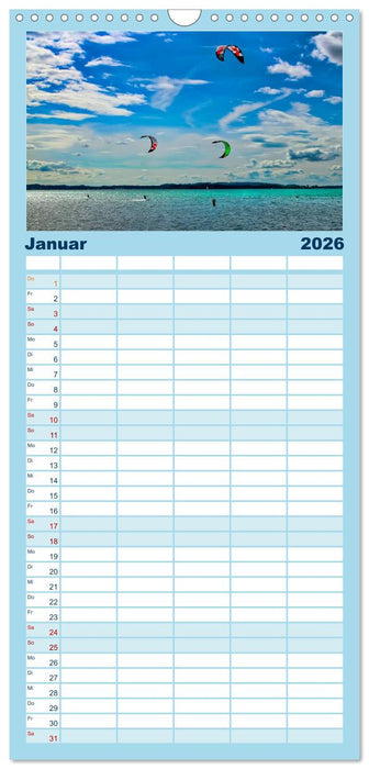 Kitesurfen - über den Wellen (CALVENDO Familienplaner 2026)