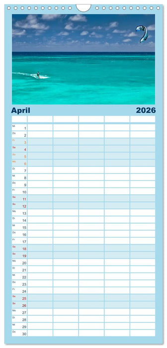 Kitesurfen - über den Wellen (CALVENDO Familienplaner 2026)