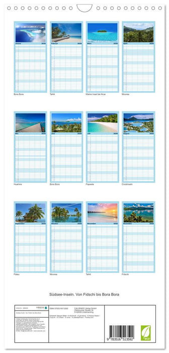 Südsee-Inseln. Von Fidschi bis Bora Bora (CALVENDO Familienplaner 2026)