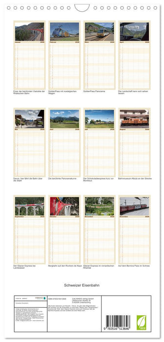 Schweizer Eisenbahn (CALVENDO Familienplaner 2026)