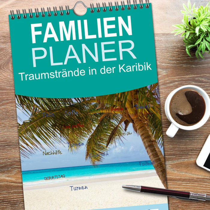 Traumstrände in der Karibik (CALVENDO Familienplaner 2026)