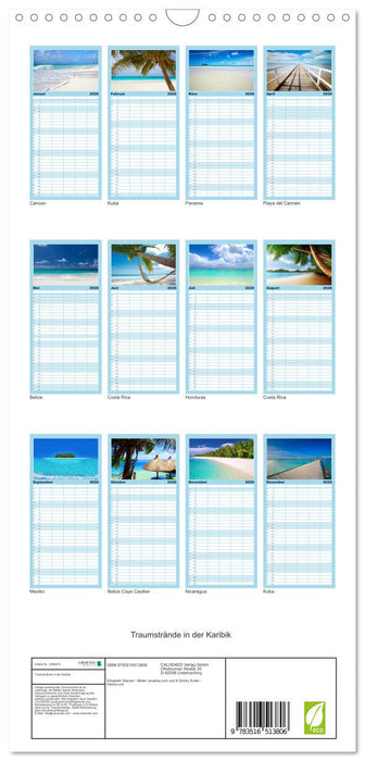 Traumstrände in der Karibik (CALVENDO Familienplaner 2026)