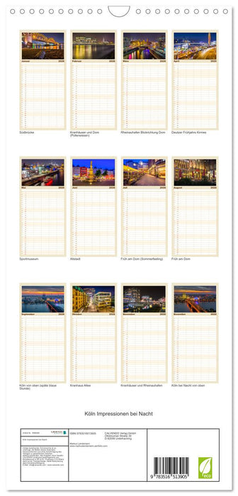Köln Impressionen bei Nacht (CALVENDO Familienplaner 2026)