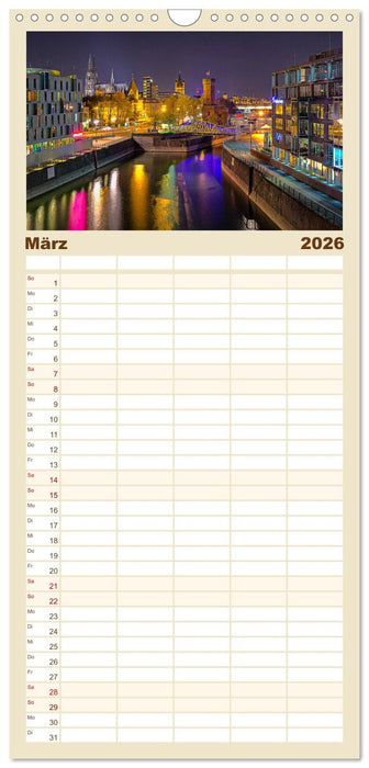 Köln Impressionen bei Nacht (CALVENDO Familienplaner 2026)