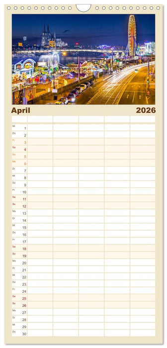 Köln Impressionen bei Nacht (CALVENDO Familienplaner 2026)