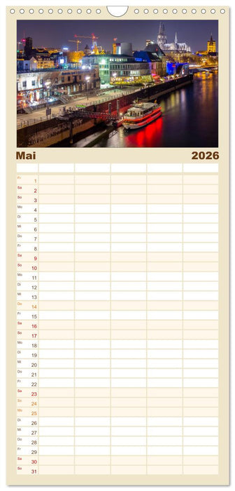 Köln Impressionen bei Nacht (CALVENDO Familienplaner 2026)
