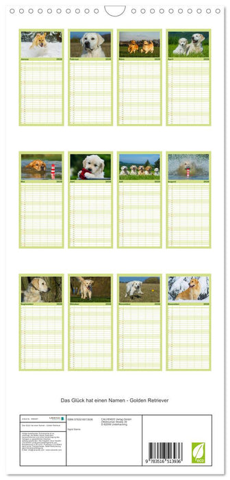 Das Glück hat einen Namen - Golden Retriever (CALVENDO Familienplaner 2026)