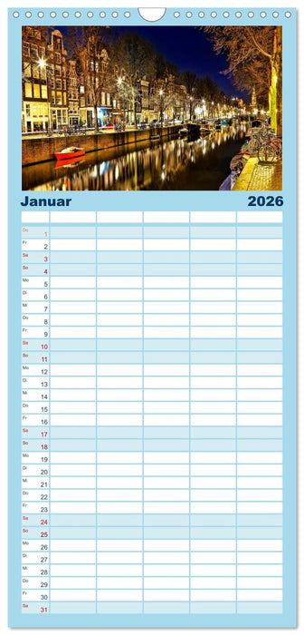 Städte der Welt - Skylines in der Nacht (CALVENDO Familienplaner 2026)