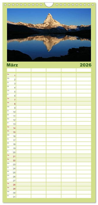 Zauber der Berge. Die Schweizer Alpen (CALVENDO Familienplaner 2026)