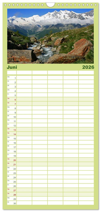 Zauber der Berge. Die Schweizer Alpen (CALVENDO Familienplaner 2026)