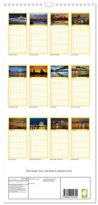 Köln dunkel bunt - Die Stadt in anderem Licht! (CALVENDO Familienplaner 2026)
