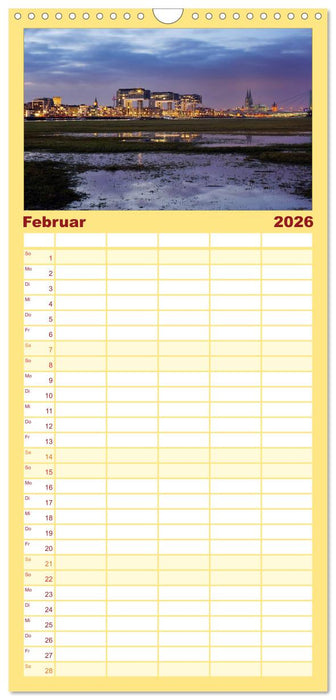 Köln dunkel bunt - Die Stadt in anderem Licht! (CALVENDO Familienplaner 2026)