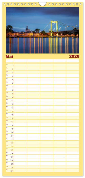 Köln dunkel bunt - Die Stadt in anderem Licht! (CALVENDO Familienplaner 2026)
