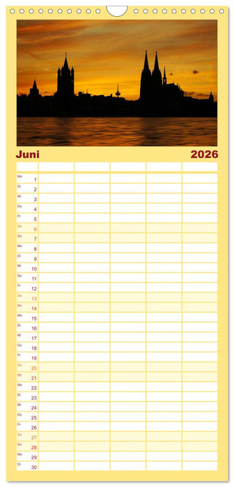 Köln dunkel bunt - Die Stadt in anderem Licht! (CALVENDO Familienplaner 2026)