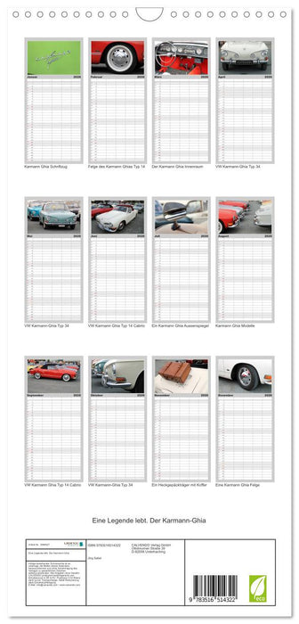 Eine Legende lebt. Der Karmann-Ghia (CALVENDO Familienplaner 2026)