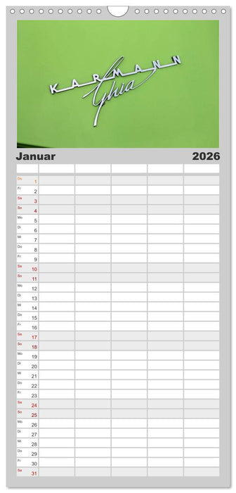 Eine Legende lebt. Der Karmann-Ghia (CALVENDO Familienplaner 2026)