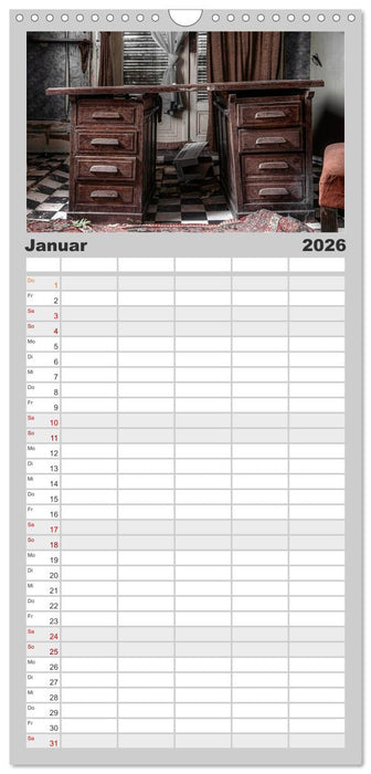 Geheimnisvolle Orte - Lost Places (CALVENDO Familienplaner 2026)