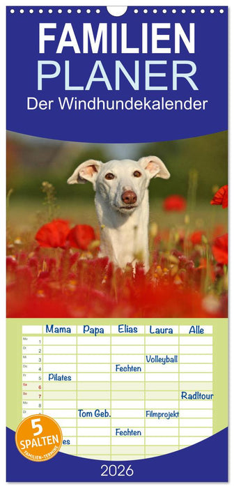Der Windhundekalender (CALVENDO Familienplaner 2026)