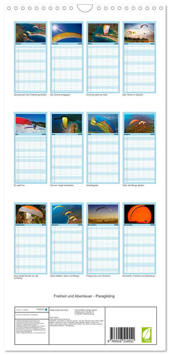 Freiheit und Abenteuer - Paragliding (CALVENDO Familienplaner 2026)