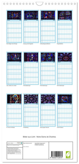 Bilder aus Licht - Notre Dame de Chartres (CALVENDO Familienplaner 2026)