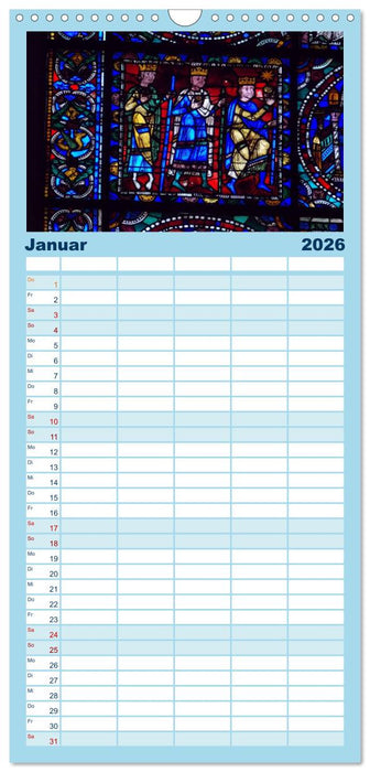 Bilder aus Licht - Notre Dame de Chartres (CALVENDO Familienplaner 2026)