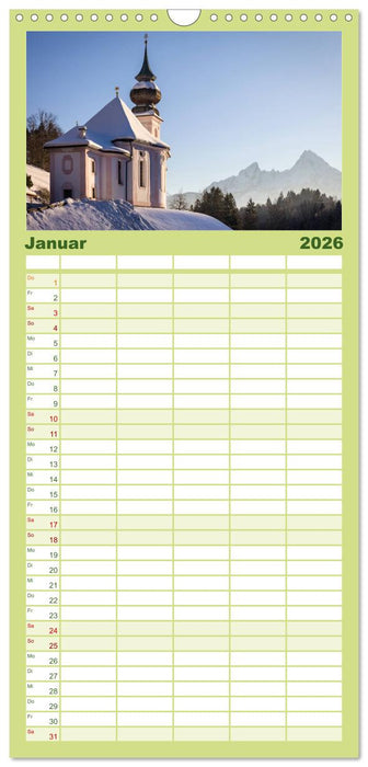 Berchtesgadener Alpen - Land von Watzmann und Königssee (CALVENDO Familienplaner 2026)