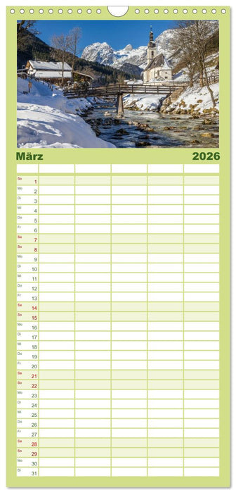 Berchtesgadener Alpen - Land von Watzmann und Königssee (CALVENDO Familienplaner 2026)