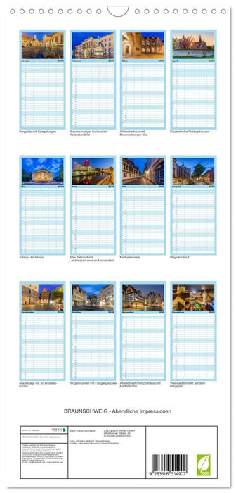 BRAUNSCHWEIG - Abendliche Impressionen (CALVENDO Familienplaner 2026)