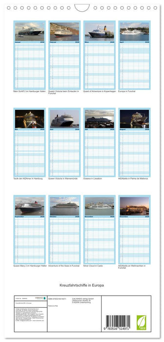 Kreuzfahrtschiffe in Europa (CALVENDO Familienplaner 2026)
