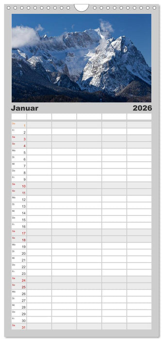 Rund um die Zugspitze (CALVENDO Familienplaner 2026)