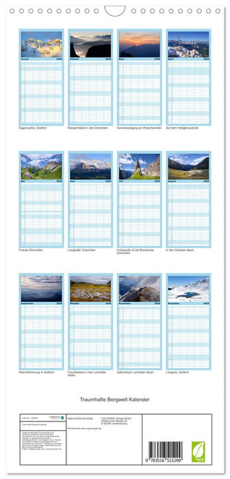 Traumhafte Bergwelt Kalender (CALVENDO Familienplaner 2026)