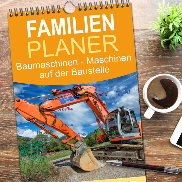 Baumaschinen - Maschinen auf der Baustelle (CALVENDO Familienplaner 2026)