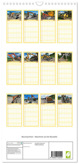 Baumaschinen - Maschinen auf der Baustelle (CALVENDO Familienplaner 2026)