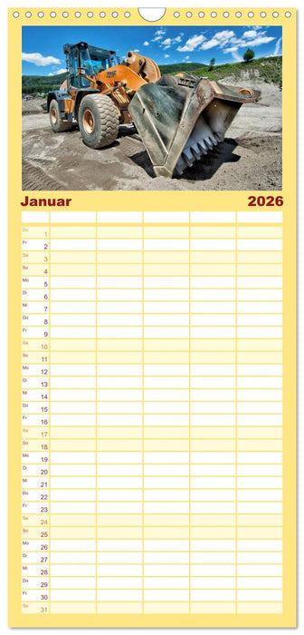 Baumaschinen - Maschinen auf der Baustelle (CALVENDO Familienplaner 2026)