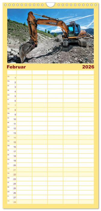 Baumaschinen - Maschinen auf der Baustelle (CALVENDO Familienplaner 2026)